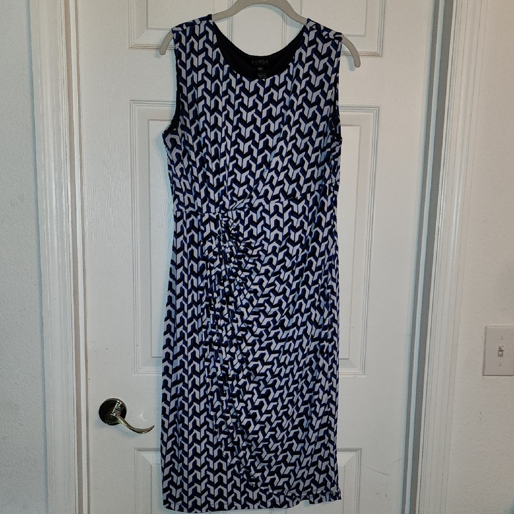 Chic Blue, Black and White Patterned Dress